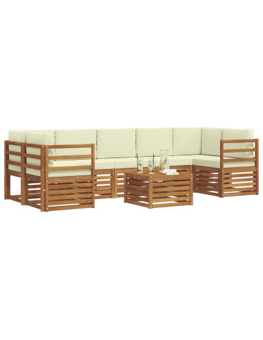 Set divani 8 pcs Naturale e Crema Legno di Acacia Massello