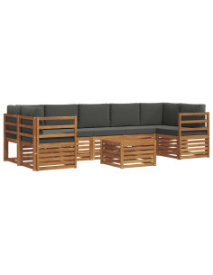 Set divani 8 pcs Naturale e Antracite Legno di Acacia Massello 2