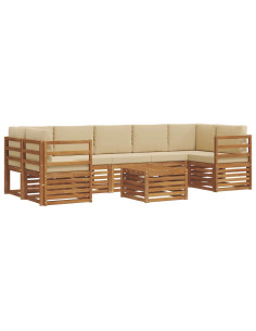 Set divani 8 pcs Naturale e Beige Legno di Acacia Massello 2