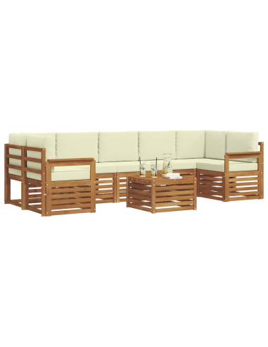 Set divani 8 pcs Naturale e Crema Legno di Acacia Massello