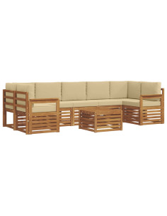 Set divani 8 pcs Naturale e Beige Legno di Acacia Massello 2