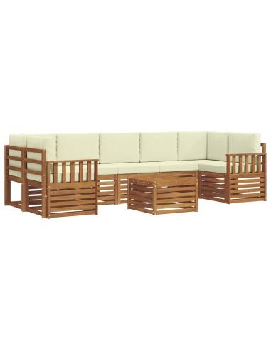 Set divani 8 pcs Naturale e Crema Legno di Acacia Massello
