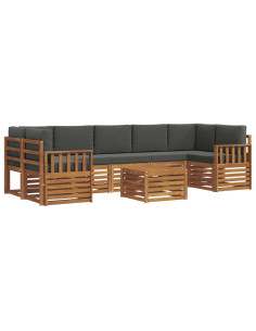 Set divani 8 pcs Naturale e Antracite Legno di Acacia Massello 2