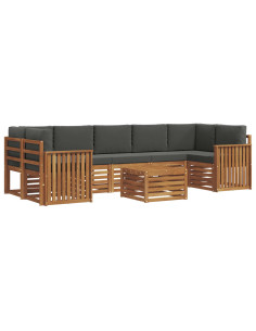 Set divani 8 pcs Naturale e Antracite Legno di Acacia Massello 2