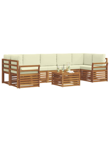 Set divani 8 pcs Naturale e Crema Legno di Acacia Massello