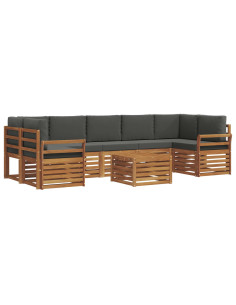Set divani 8 pcs Naturale e Antracite Legno di Acacia Massello 2
