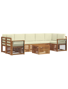 Set divani 8 pcs Naturale e Crema Legno di Acacia Massello 2