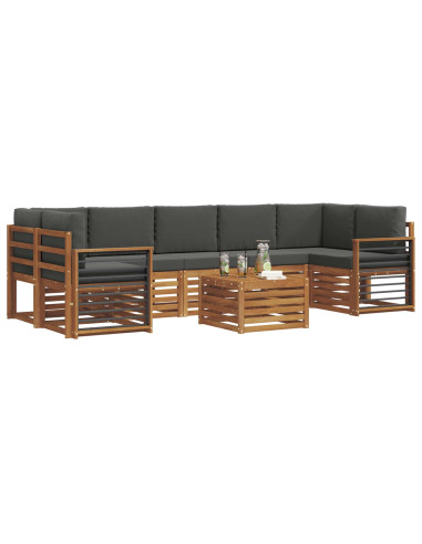 Set divani 8 pcs Naturale e Antracite Legno di Acacia Massello