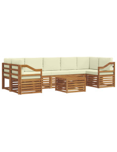 Set divani 8 pcs Naturale e Crema Legno di Acacia Massello 2
