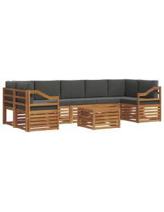 Set divani 8 pcs Naturale e Antracite Legno di Acacia Massello 2