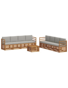 Set divani con cuscino 9 pcs Grigio Naturale e Chiaro 2