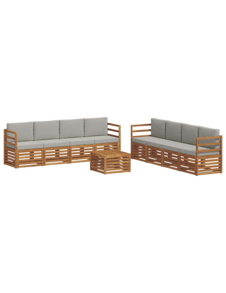 Set divani con cuscino 9 pcs Grigio Naturale e Chiaro