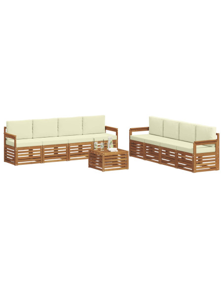 Set divani 9 pcs Naturale e Crema Legno di Acacia Massello