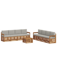 Set divani con cuscino 9 pcs Grigio Naturale e Chiaro 2