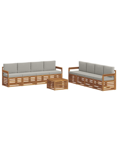 Set divani con cuscino 9 pcs Grigio Naturale e Chiaro