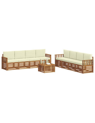 Set divani 9 pcs Naturale e Crema Legno di Acacia Massello