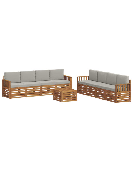 Set divani con cuscino 9 pcs Grigio Naturale e Chiaro