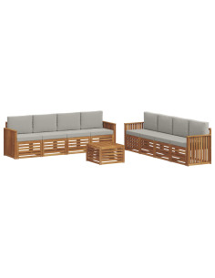 Set divani con cuscino 9 pcs Grigio Naturale e Chiaro 2