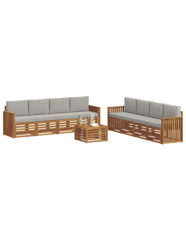 Set divani con cuscino 9 pcs Grigio Naturale e Chiaro