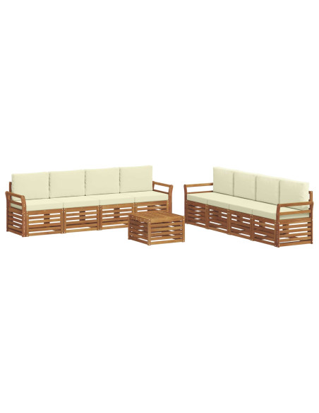 Set divani 9 pcs Naturale e Crema Legno di Acacia Massello