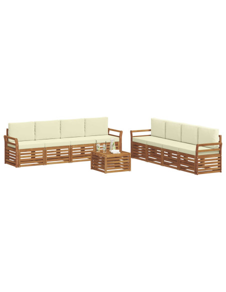 Set divani 9 pcs Naturale e Crema Legno di Acacia Massello