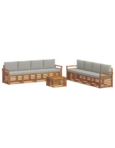 Set divani con cuscino 9 pcs Grigio Naturale e Chiaro 2
