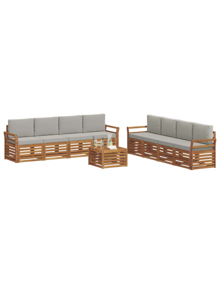 Set divani con cuscino 9 pcs Grigio Naturale e Chiaro