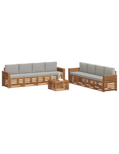 Set divani con cuscino 9 pcs Grigio Naturale e Chiaro