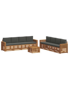 Set divani 9 pcs Naturale e Antracite Legno di Acacia Massello 2