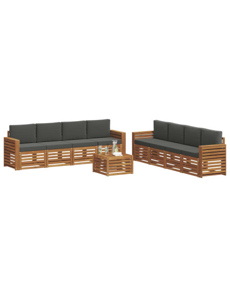 Set divani 9 pcs Naturale e Antracite Legno di Acacia Massello