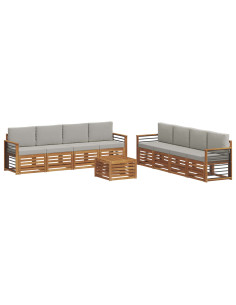 Set divani con cuscino 9 pcs Grigio Naturale e Chiaro 2
