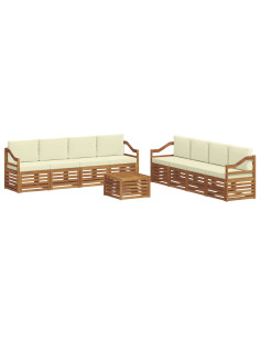 Set divani 9 pcs Naturale e Crema Legno di Acacia Massello 2