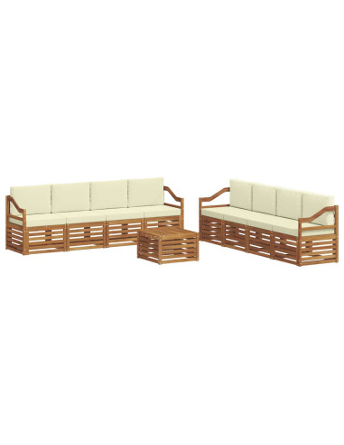 Set divani 9 pcs Naturale e Crema Legno di Acacia Massello