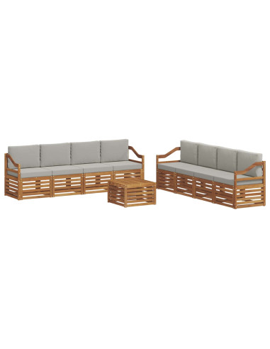 Set divani con cuscino 9 pcs Grigio Naturale e Chiaro
