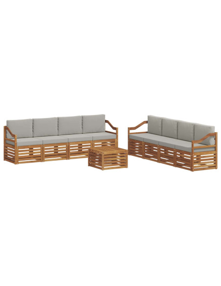Set divani con cuscino 9 pcs Grigio Naturale e Chiaro