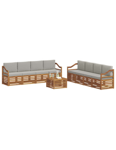 Set divani con cuscino 9 pcs Grigio Naturale e Chiaro
