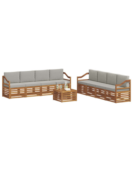 Set divani con cuscino 9 pcs Grigio Naturale e Chiaro