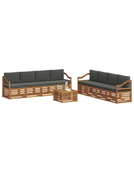Set divani 9 pcs Naturale e Antracite Legno di Acacia Massello