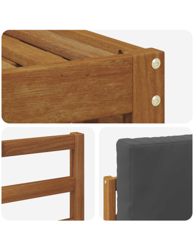 Set divani 4 pcs Naturale e Antracite Legno di Acacia Massello