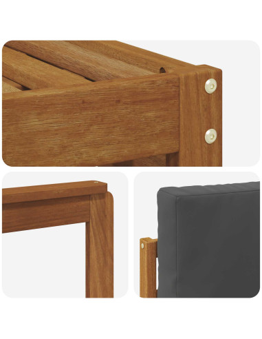 Set divani 4 pcs Naturale e Antracite Legno di Acacia Massello