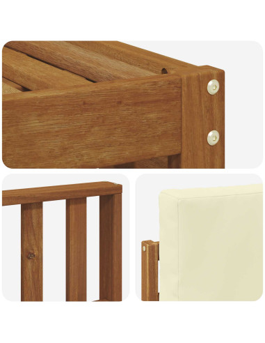 Set divani 4 pcs Naturale e Crema Legno di Acacia Massello