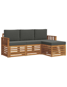 Set divani 4 pcs Naturale e Antracite Legno di Acacia Massello 2