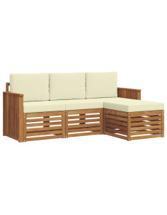 Set divani 4 pcs Naturale e Crema Legno di Acacia Massello 2