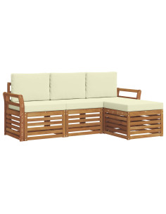 Set divani 4 pcs Naturale e Crema Legno di Acacia Massello 2