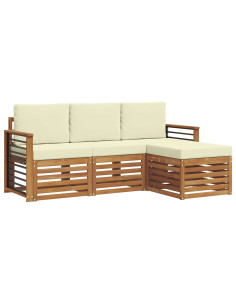 Set divani 4 pcs Naturale e Crema Legno di Acacia Massello 2