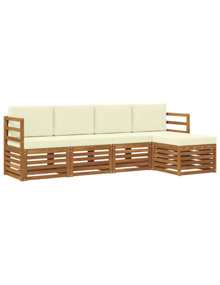 Set divani 5 pcs Naturale e Crema Legno di Acacia Massello