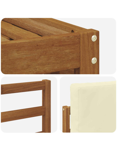 Set divani 5 pcs Naturale e Crema Legno di Acacia Massello