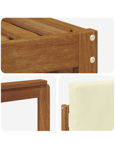 Set divani 5 pcs Naturale e Crema Legno di Acacia Massello