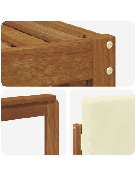 Set divani 5 pcs Naturale e Crema Legno di Acacia Massello