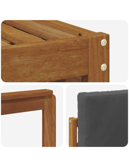 Set divani 5 pcs Naturale e Antracite Legno di Acacia Massello